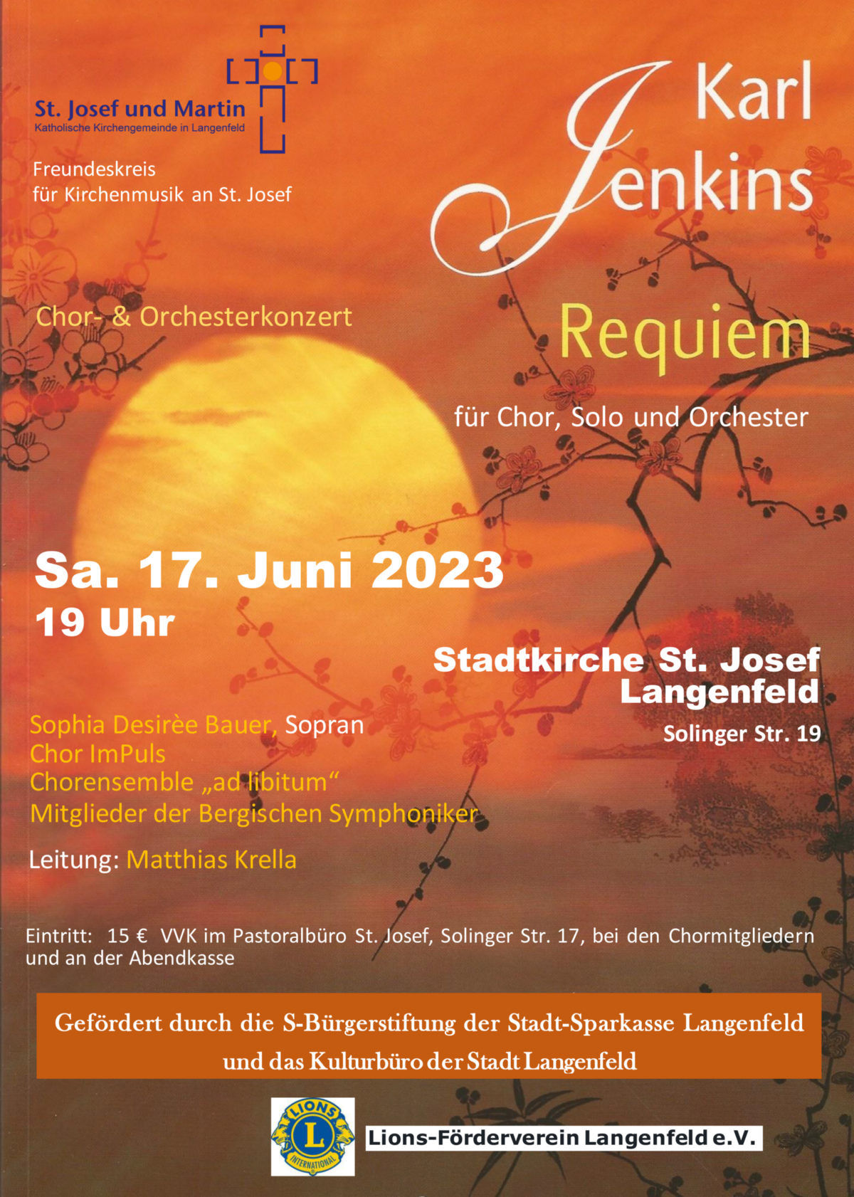 Plakat Konzert Jenkins Requiem 17-06-2023