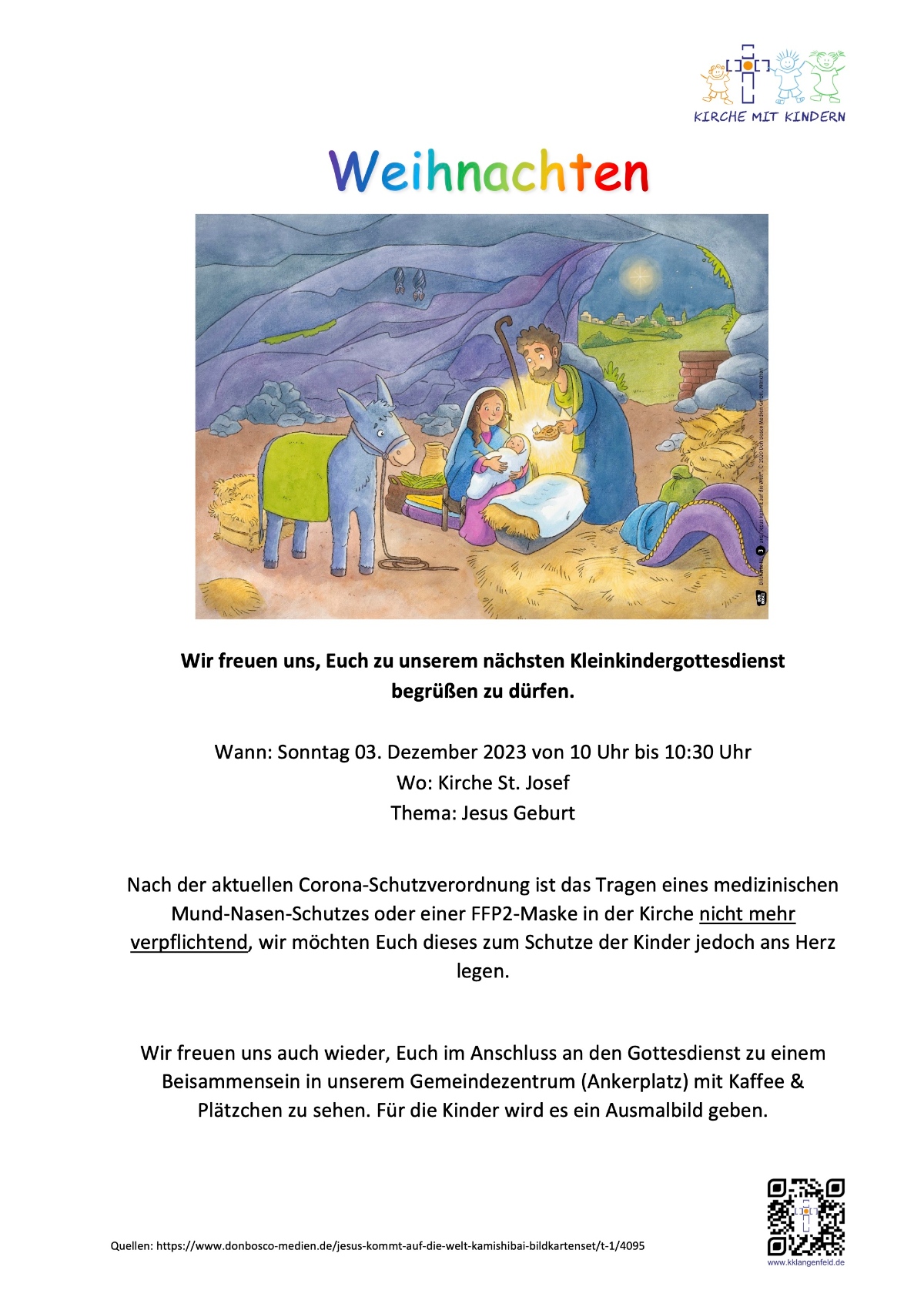 Einladung Kleinkindergottesdienst 03.12.2023