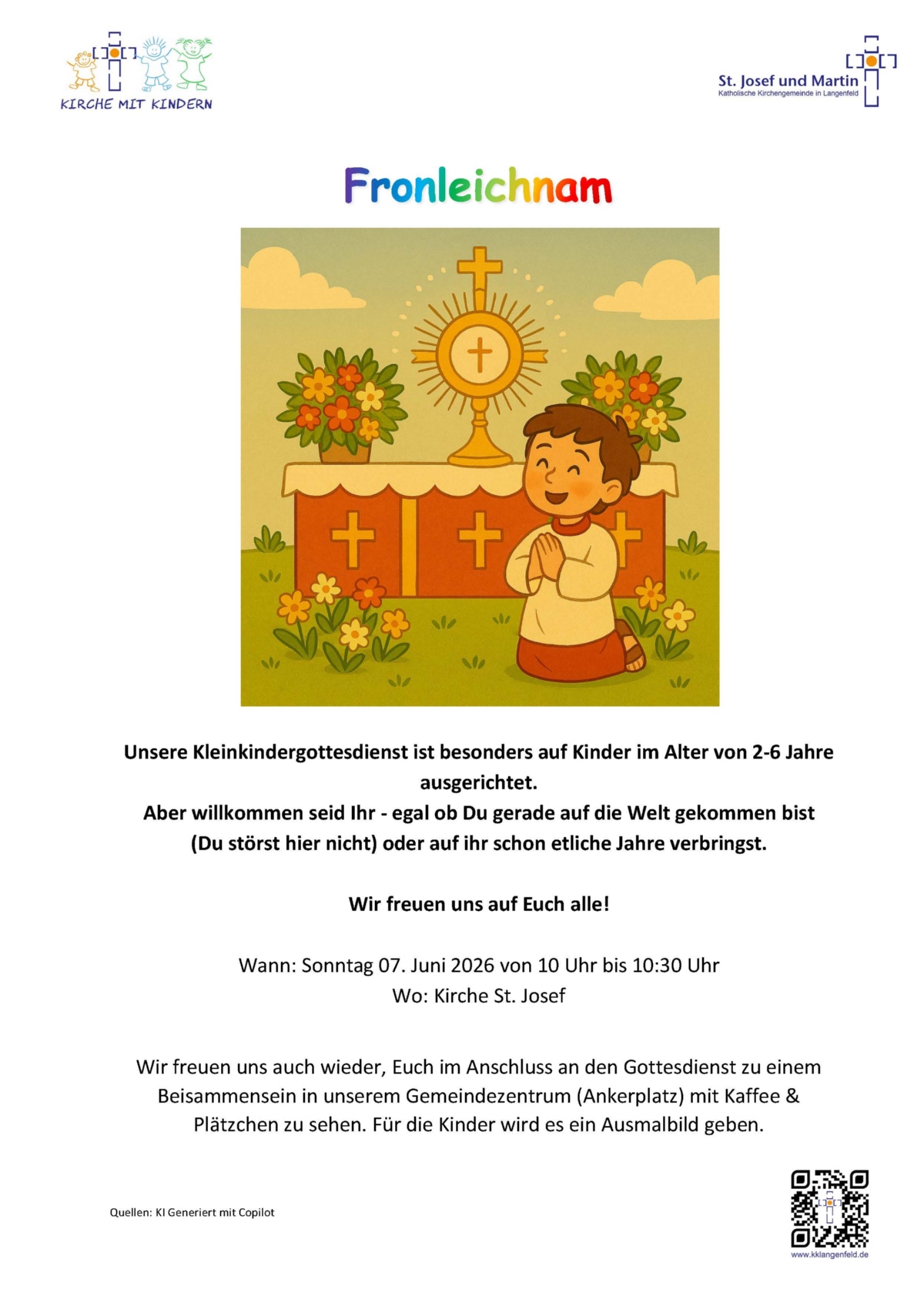 Einladung Kleinkindergottesdienst 07.06.2026