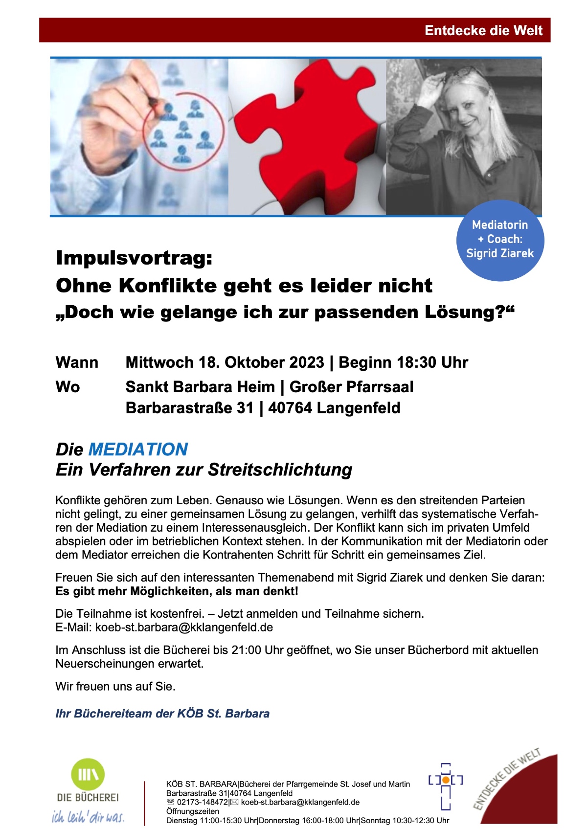 St. Barbara - Impulsvortrag Sigrid  - Mediation - 18. Oktober 2023