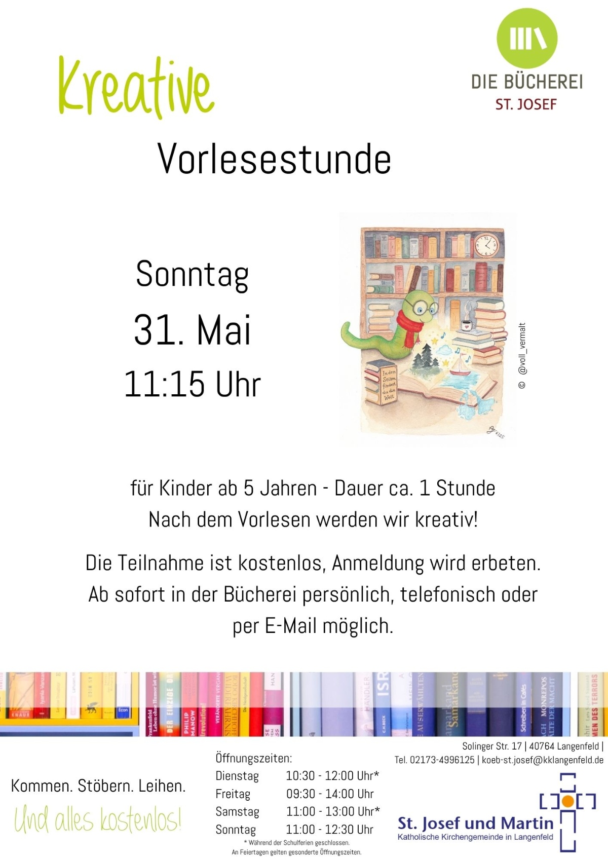 Kreative Vorlesestunde 31.5. - Aushang