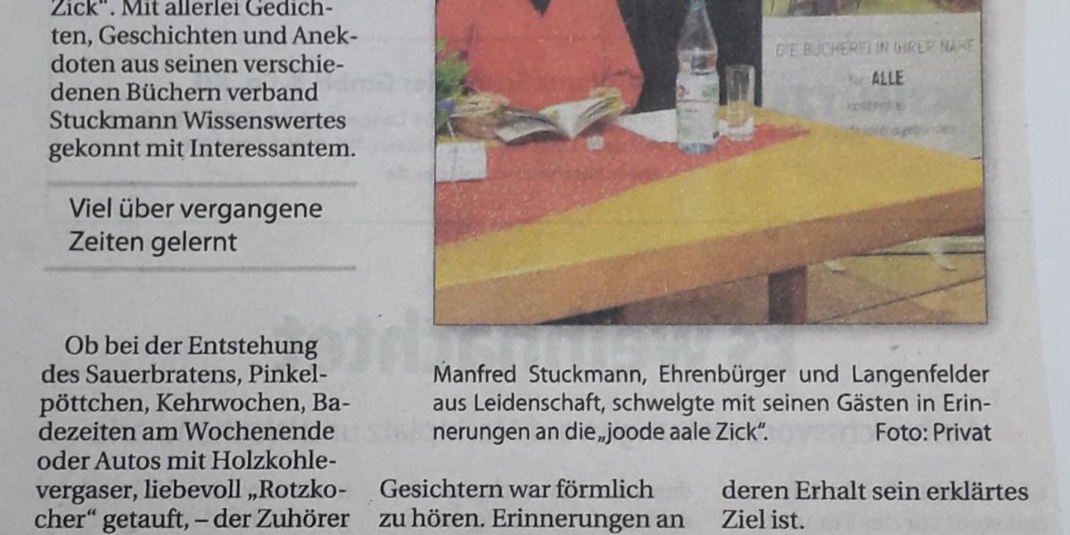 Bericht im Langenfelder Wochenanzeiger vom 17.11.2018